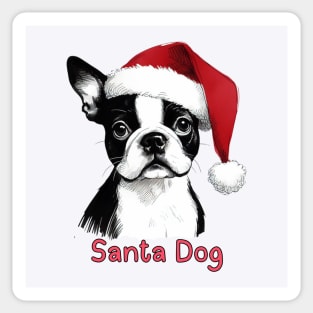 Santa Dog - Boston Terrier Sticker